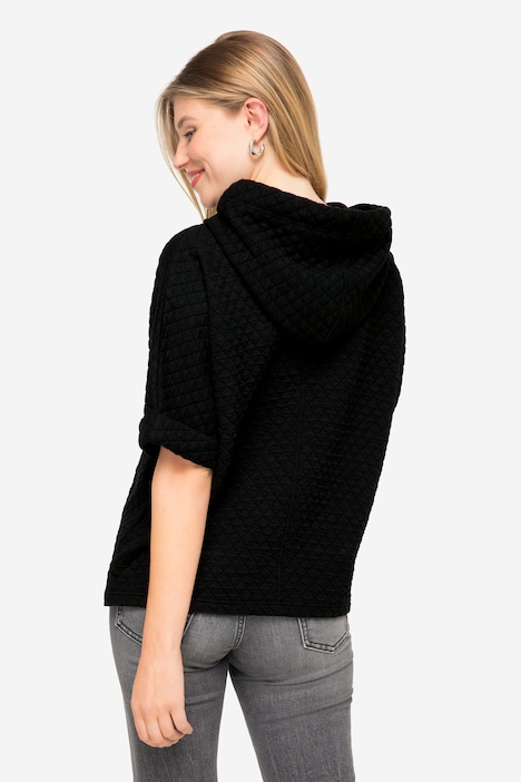 Sweat-Pullunder, Waffel-Jacquard, Kapuze, Kängurutasche, OEKO-TEX