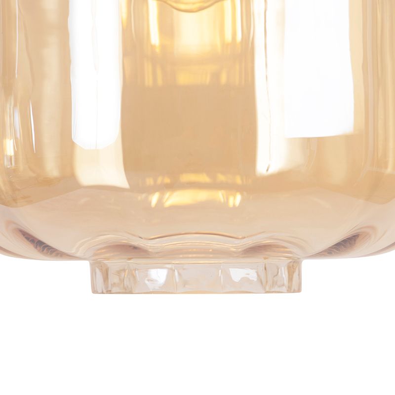 Design hanglamp zwart met amber glas 3-lichts 161,5 cm - Qara