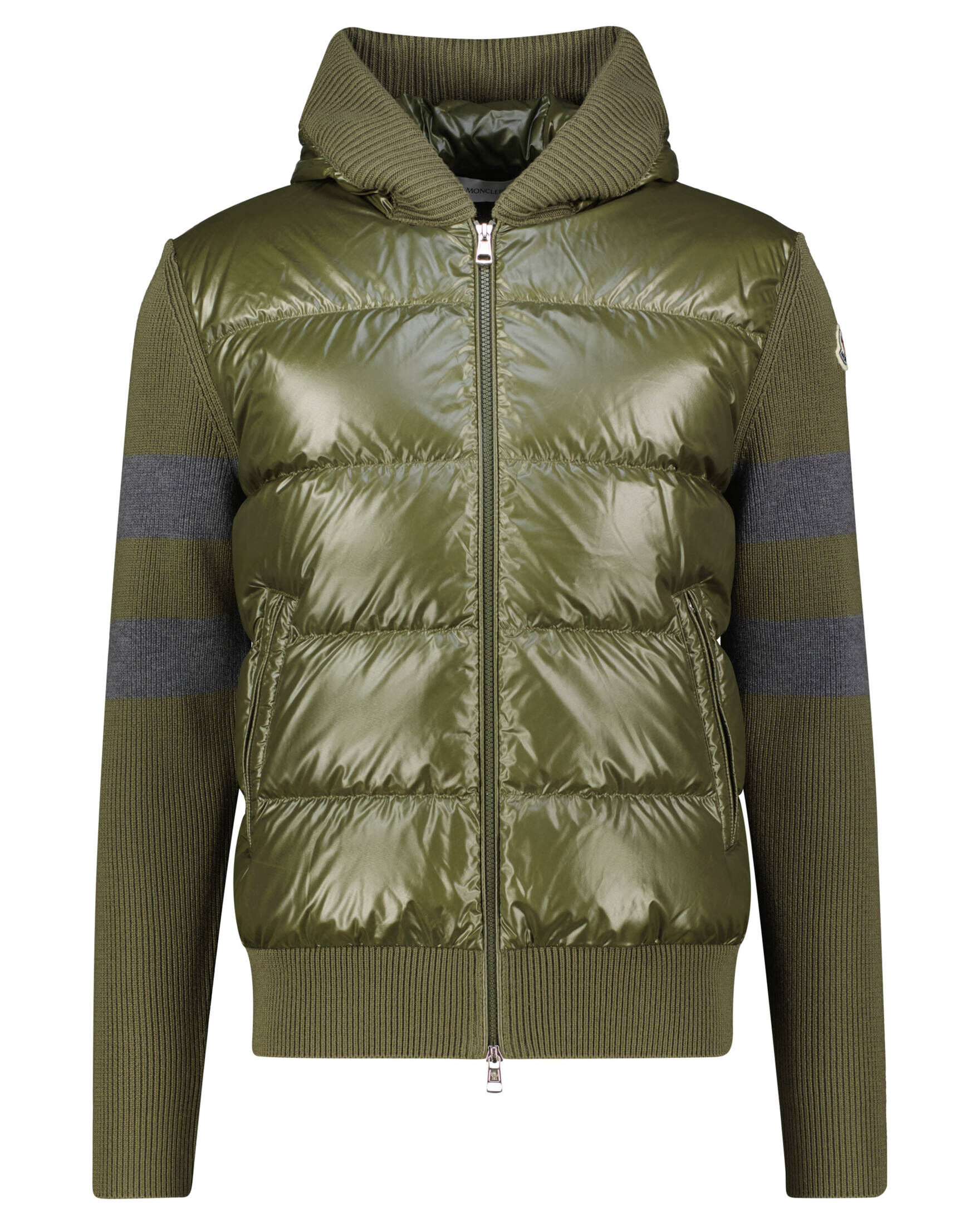 Moncler| Herren Strickjacke mit Kapuze und Daunen-Wattierung