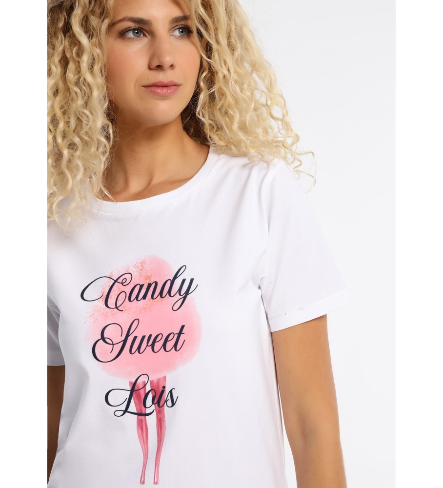 Camiseta de manga curta com estampa gráfica Lois, branca