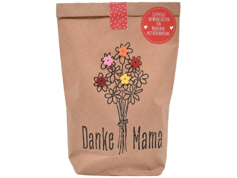 Wunderle Mitbringsel Wundertüte Mama Geschenktüte mit Filzblüten Strauss