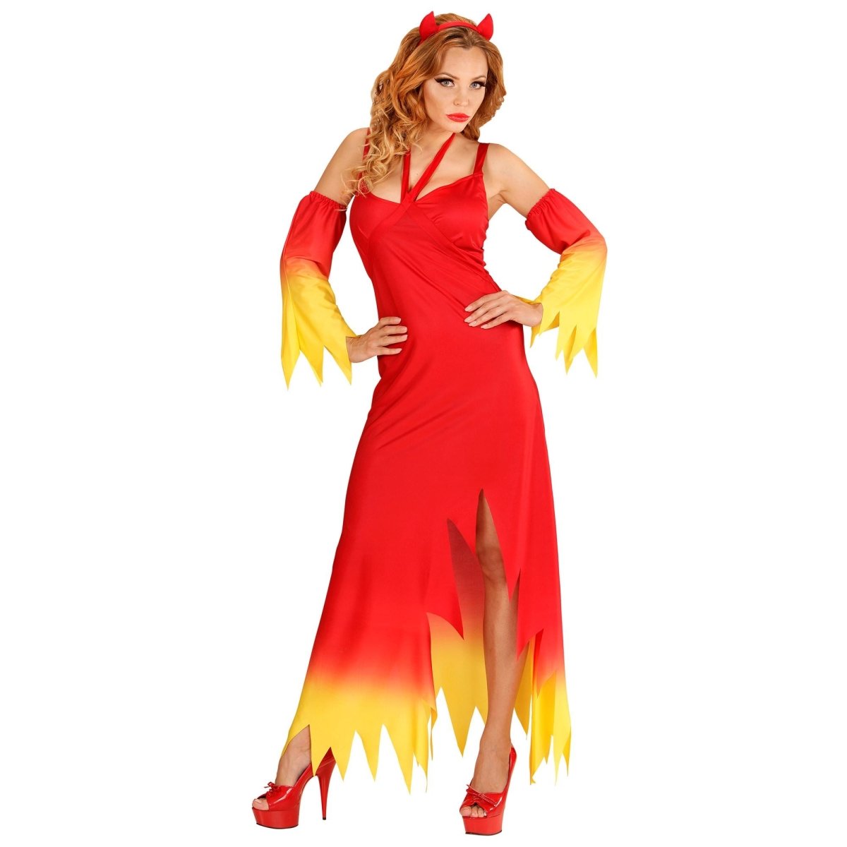 Halloween Jurk Rood Geel Dames Duivel