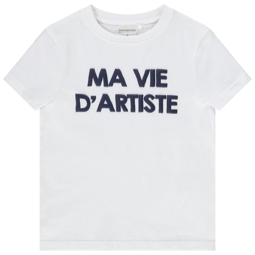 T-shirt manches courtes en jersey print message pour garçon - Blanc