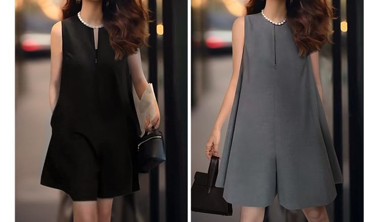 Bornite - Mouwloze romper met ronde hals en effen kleur