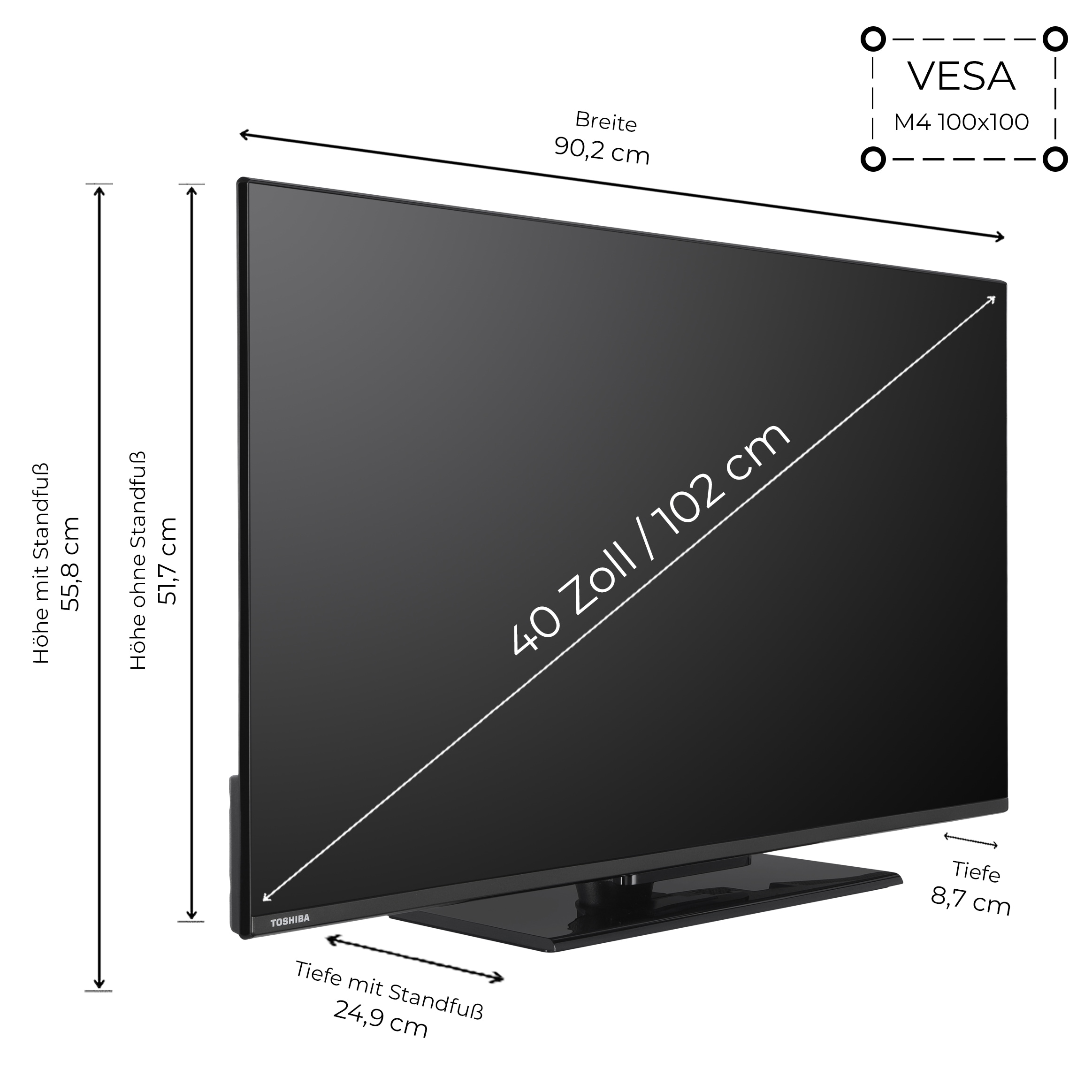 Toshiba 40LF3F63DAZ 40 Zoll Fernseher Fire TV (Full HD, HDR, Smart TV, Triple-Tuner, Alexa Built-In)