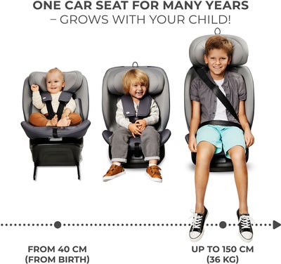 Kinderkraft I-GROW I-Size Bilstol, Black