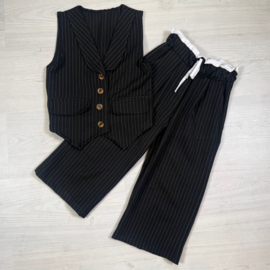 Parisian pinstripe set - zwart