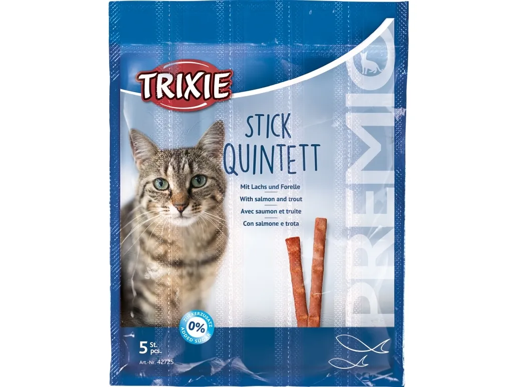 Trixie Premio Quadro-Sticks, Laks/Ørred 4 × 5 g - (24 pk/ps)