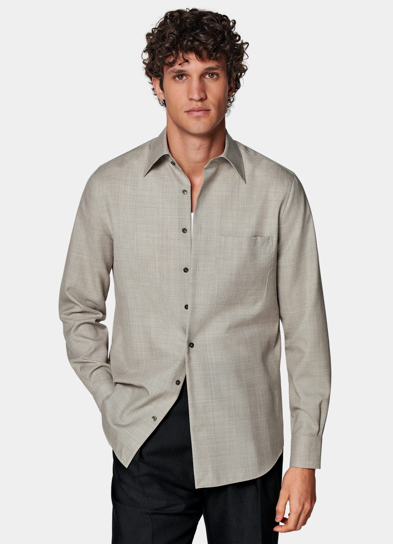 Chemise coupe ajustée taupe clair