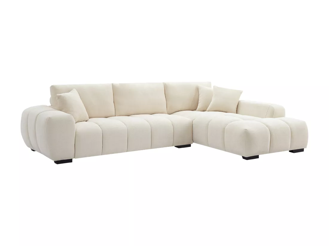 Canapé d'angle droit en tissu beige BERENIA