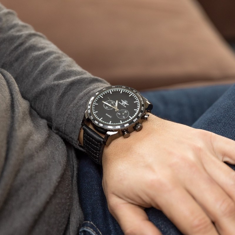 Montre Homme M. JOHN bracelet Cuir Noir