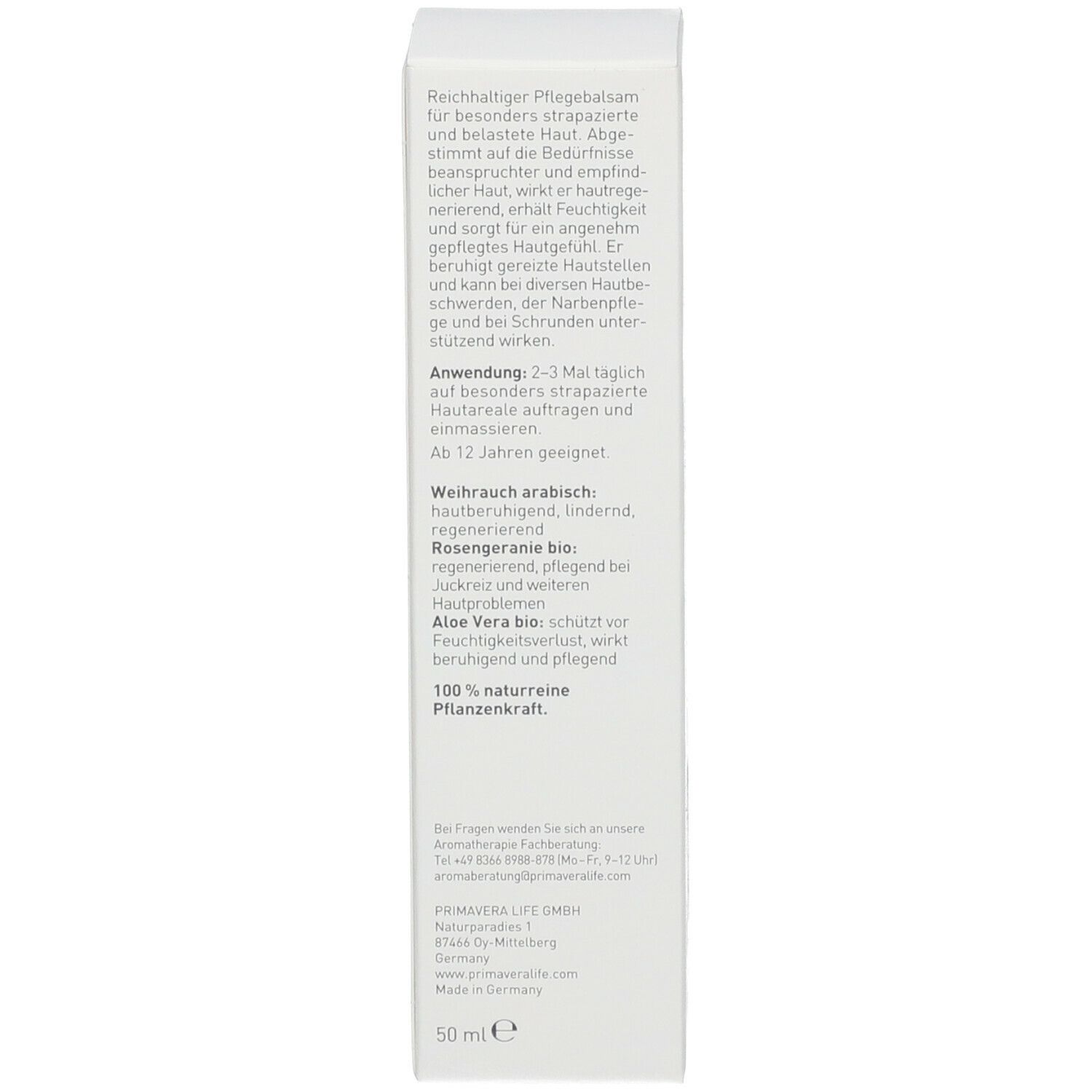 PRIMAVERA® Aromapflege Haut Intensiv Balsam BIO