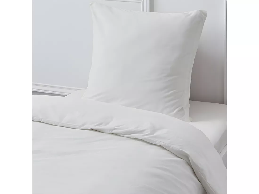 Drap housse en coton 57 fils uni bonnet 25cm blanc 80x200cm