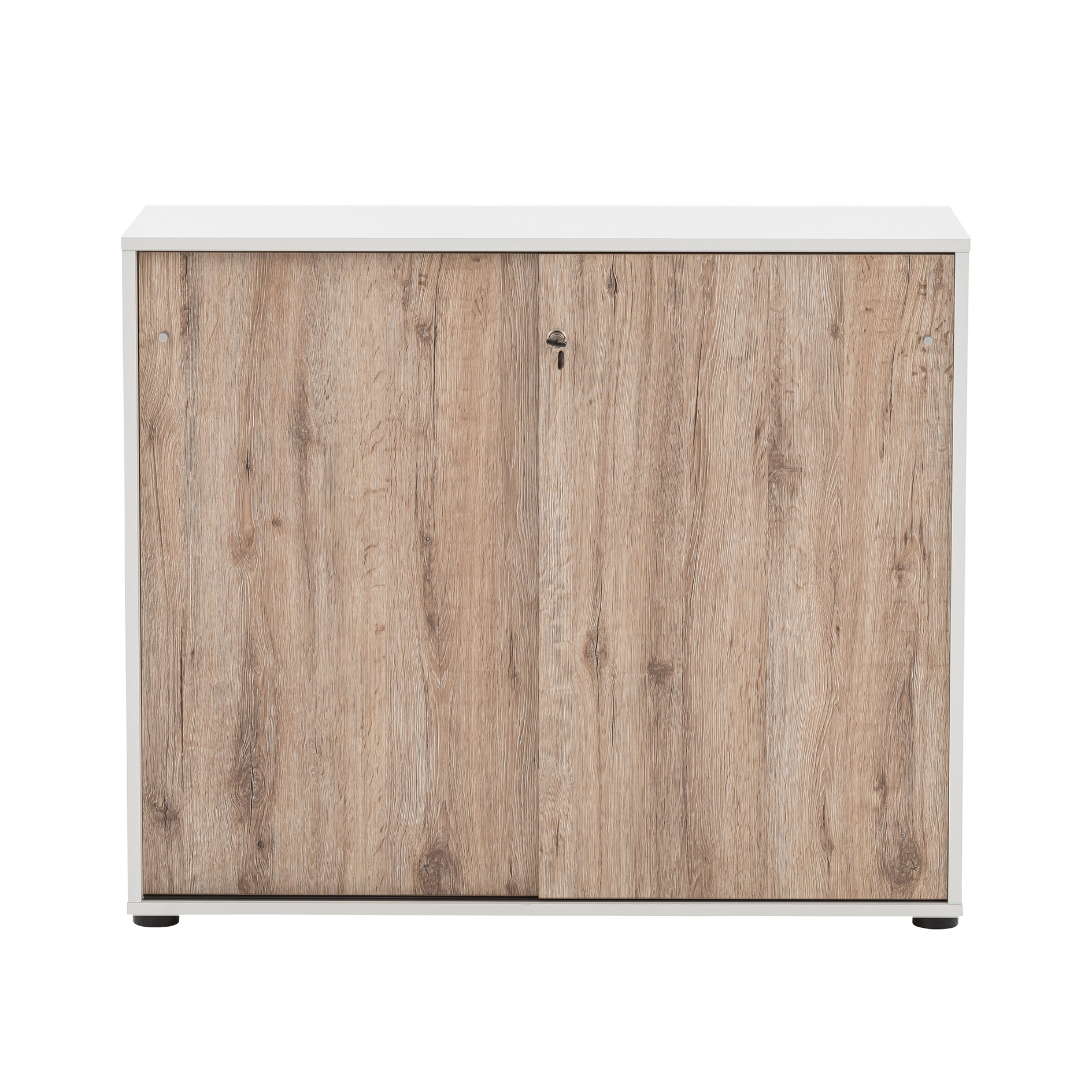 Aktenschrank - weiß-Wildeiche - abschließbar