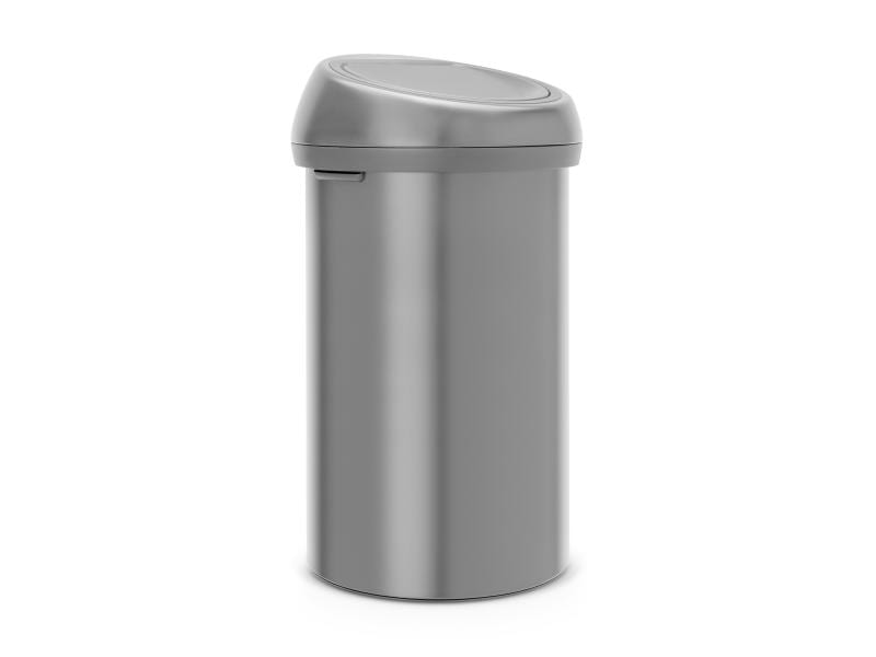 Brabantia Toucheimer Touch Bin 60 l, Matt Black Platzsparender Abfallbehälter, platinum