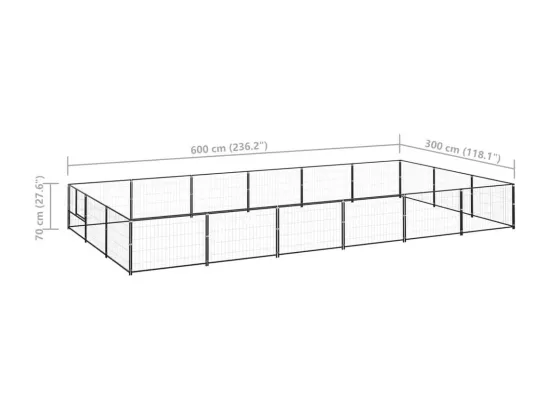 Chenil extérieur cage enclos noire 600 x 300 x 70 cm 02_0000502
