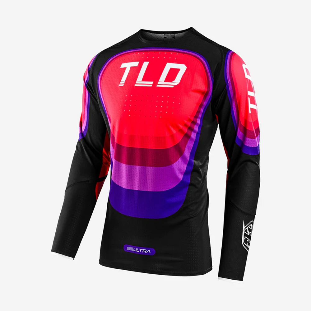 Troy Lee Designs - Maillot SE Ultra Reverb Noir / Rouge fluo / Violet