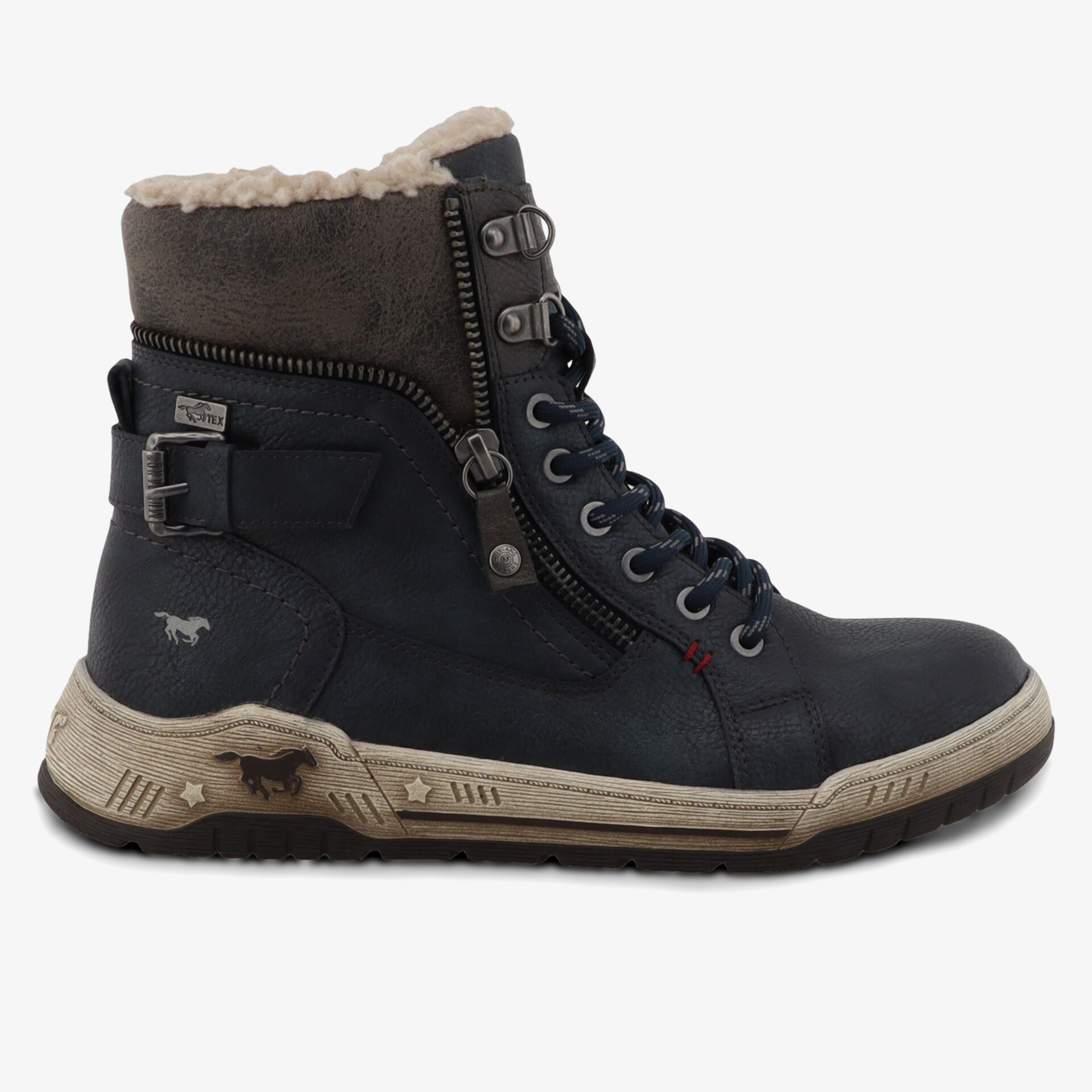 MUSTANG Damen Schnürstiefeletten blau