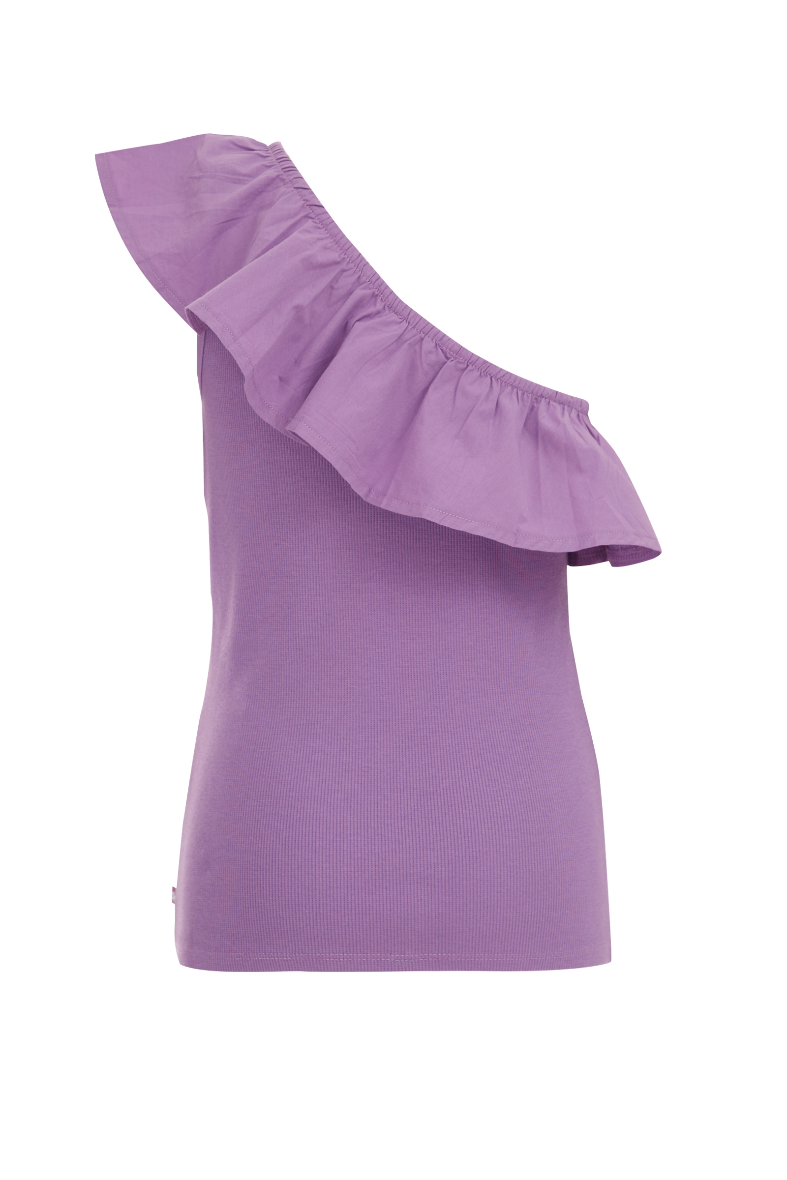Meisjes one-shoulder top met ribstructuur WE Fashion Lichtpaars