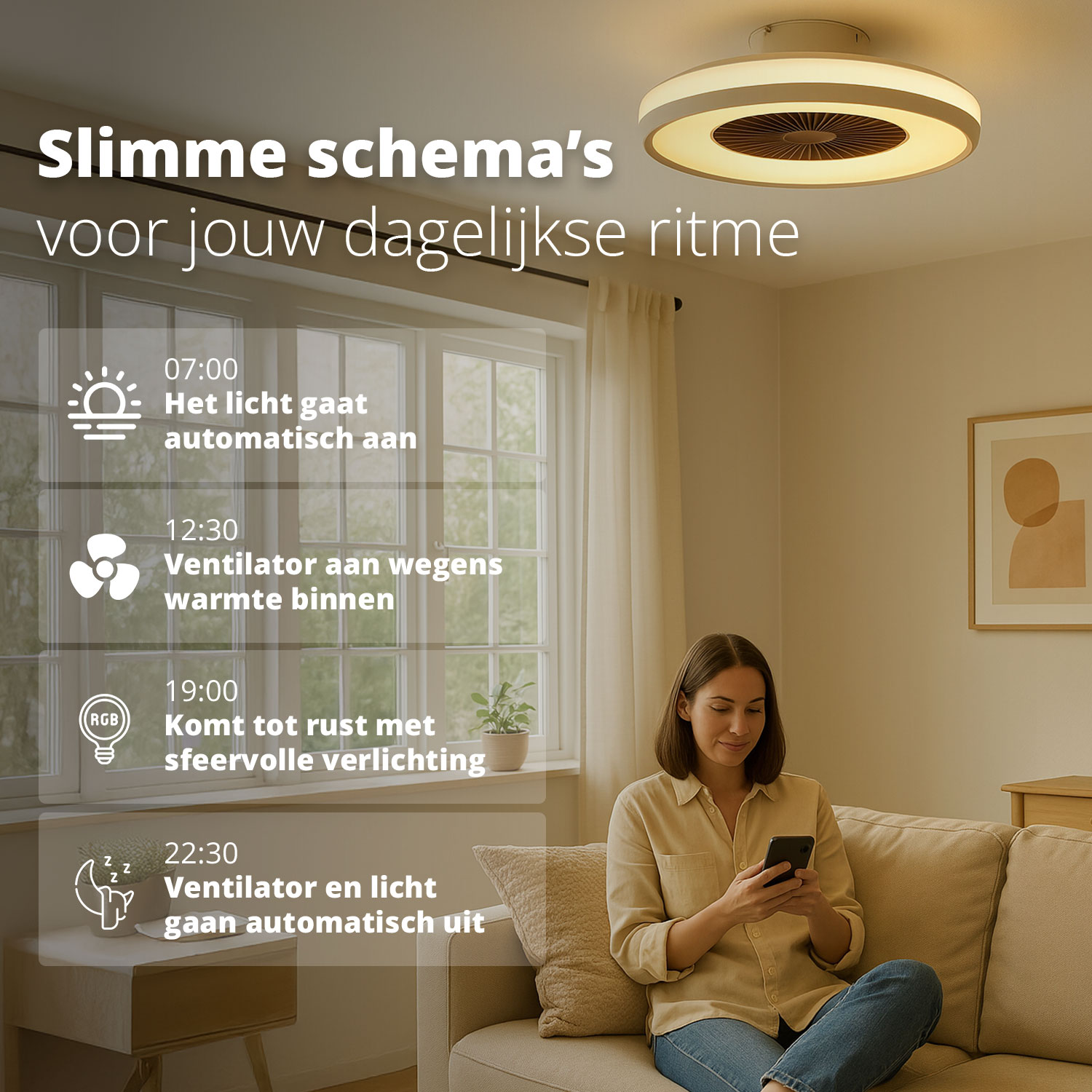 FlinQ LumiFan slimme plafondventilator - Black
