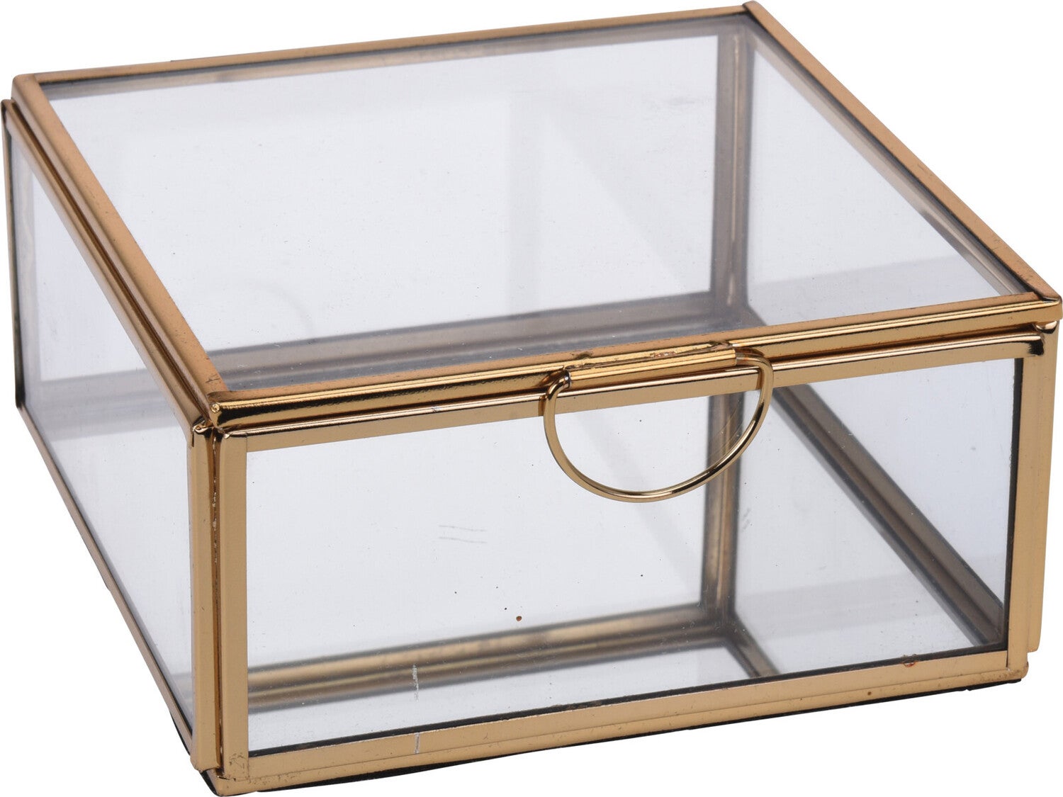 Sieradendoos transparant / goud 15 x 9 x 16,5 cm