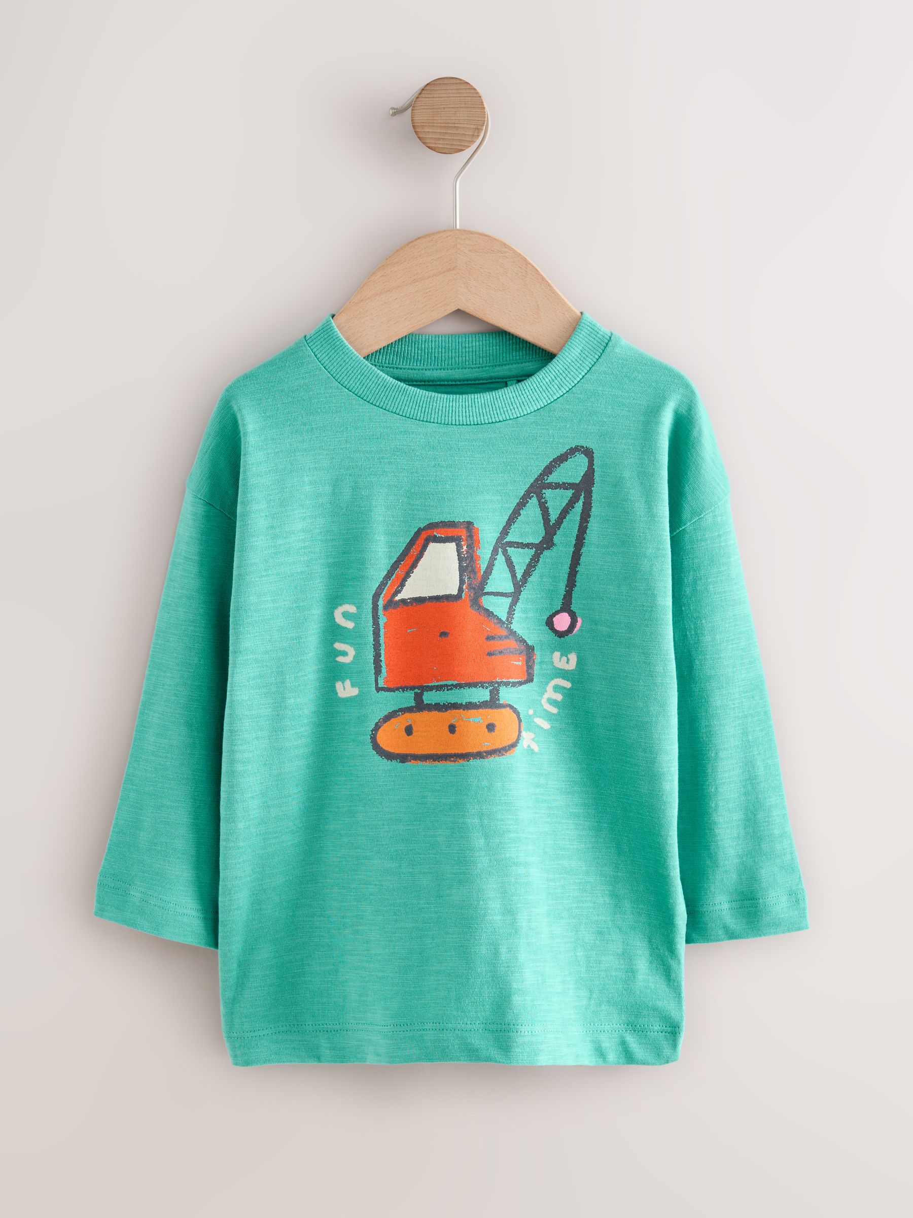 Meerkleurige Digger - Set van 3 T-shirts met grafische print en lange mouwen (3mnd-7jr)