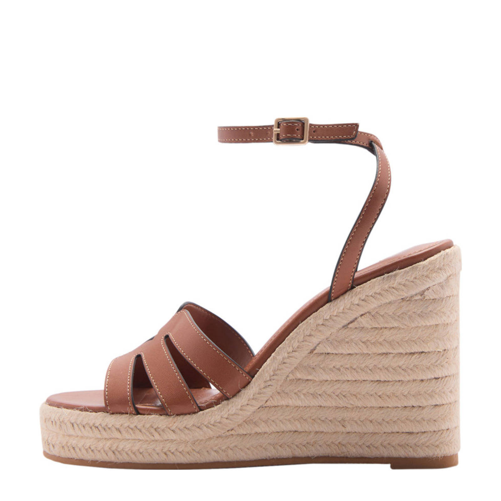 Mango espadrilles met sleehak cognac