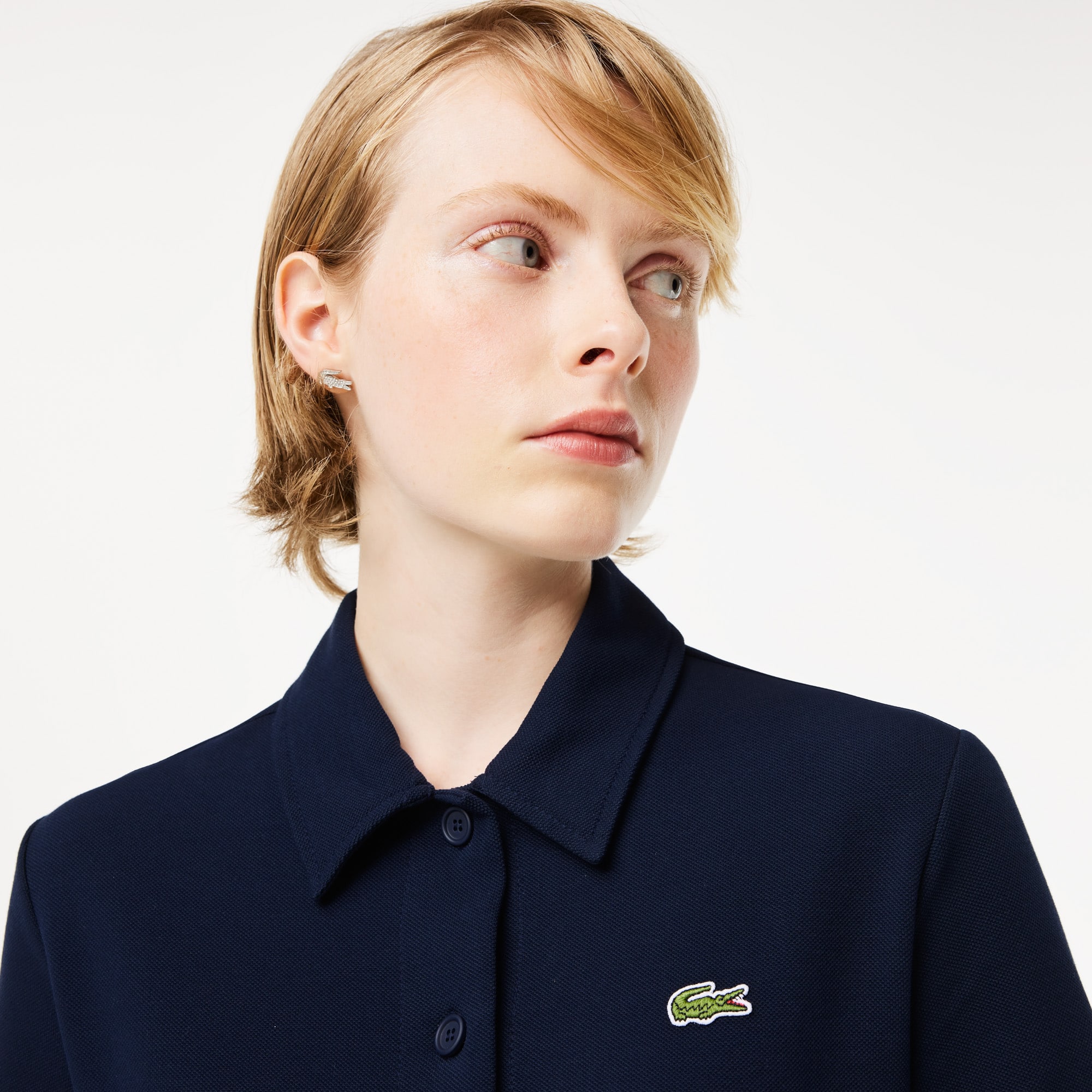 Robe polo boutonnée femme Lacoste en coton biologique Robes & Jupes - Bleu - Lacoste - Femme