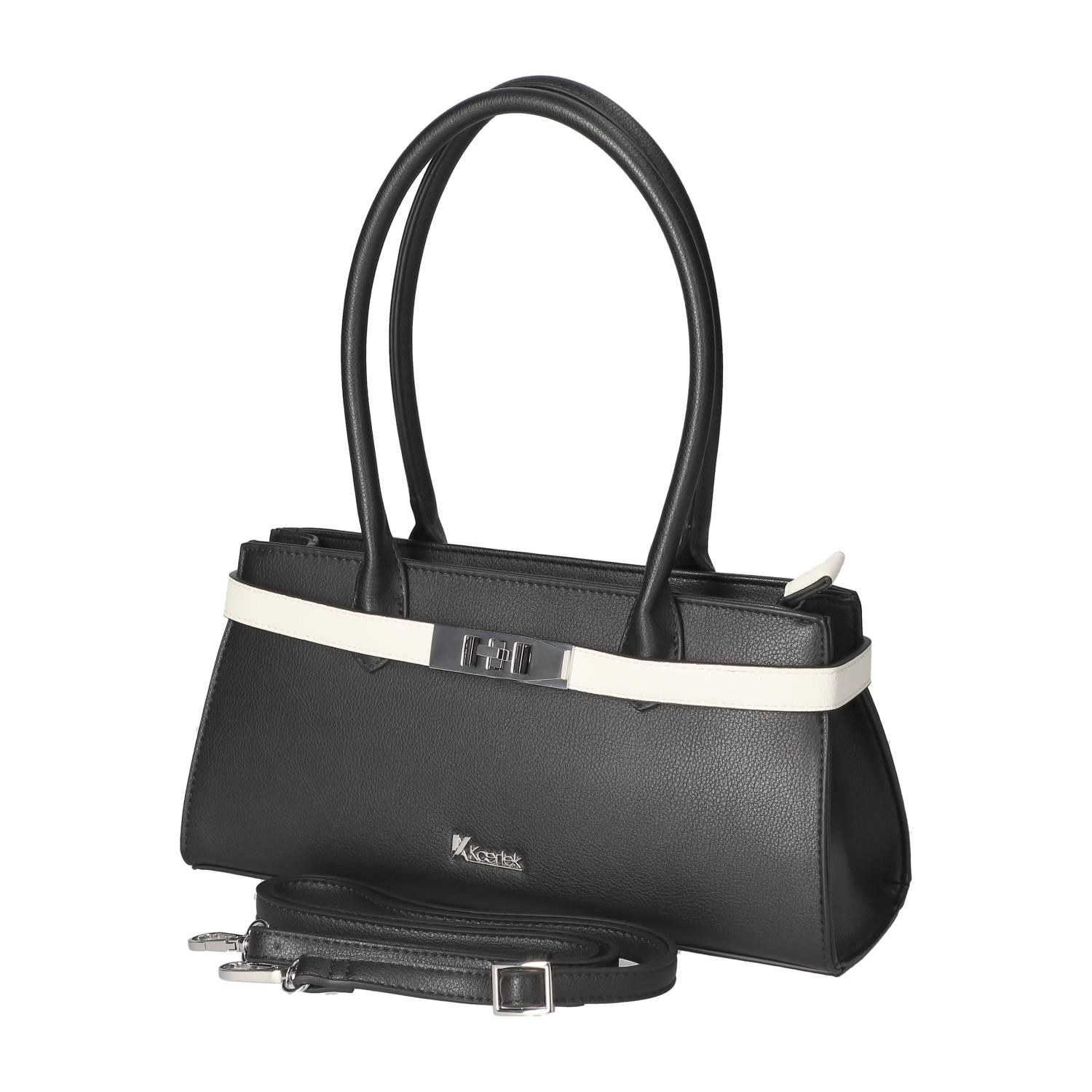Kaerlek Schultertasche - schwarz/weiß