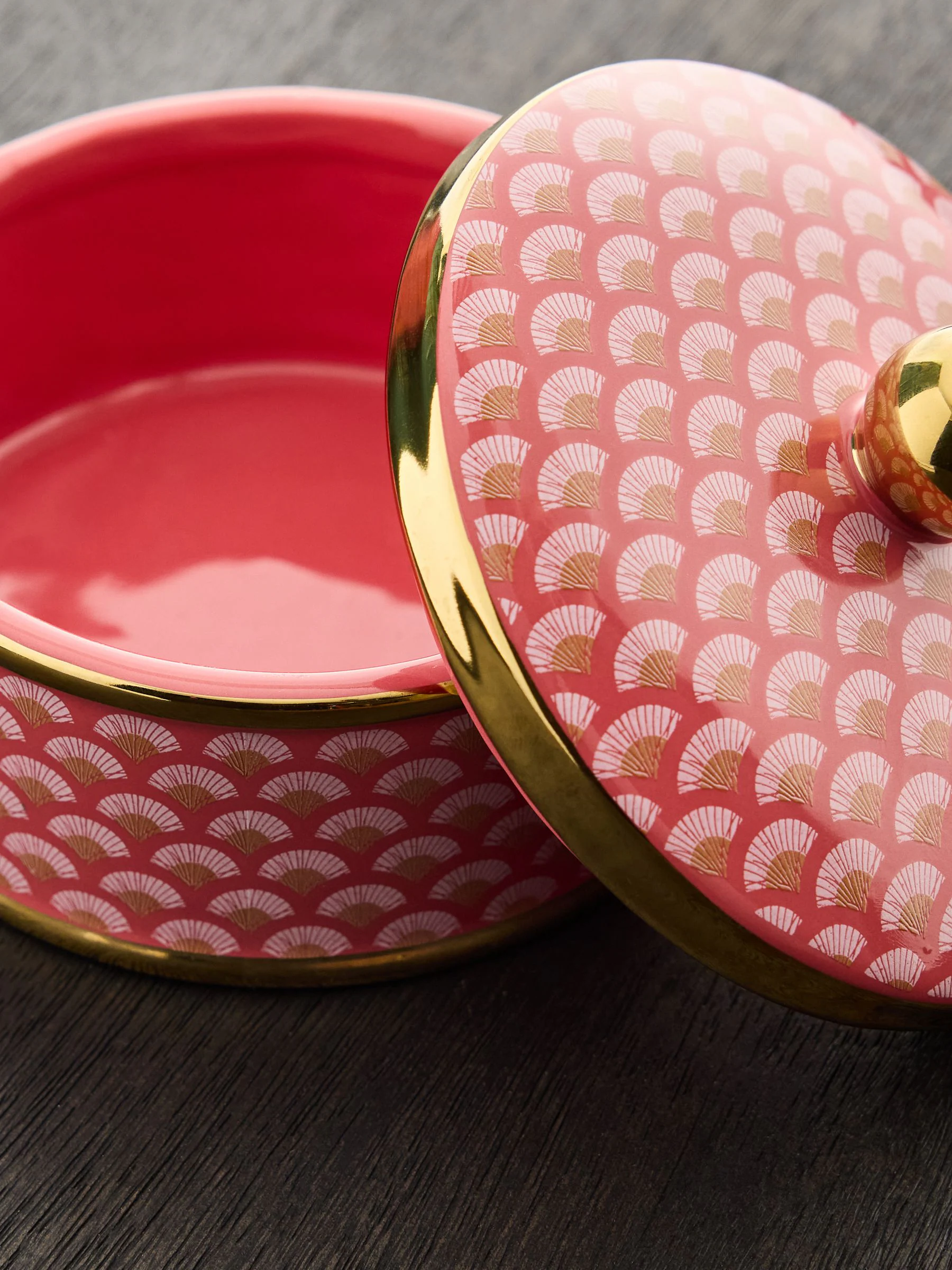 Ceramic Patterned Trinket Pot With Lid