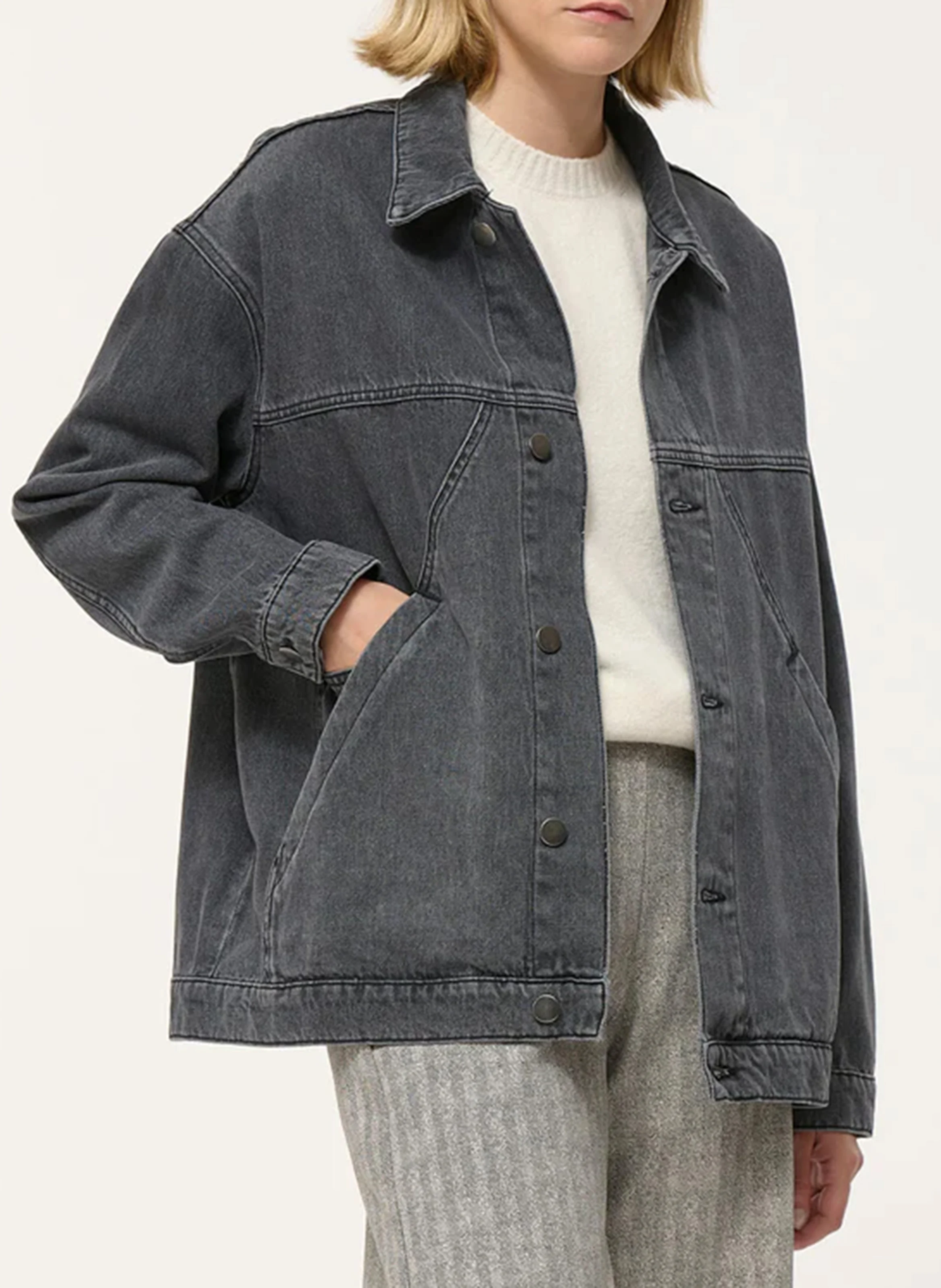 Surchemise oversize en jean délavé | Gris