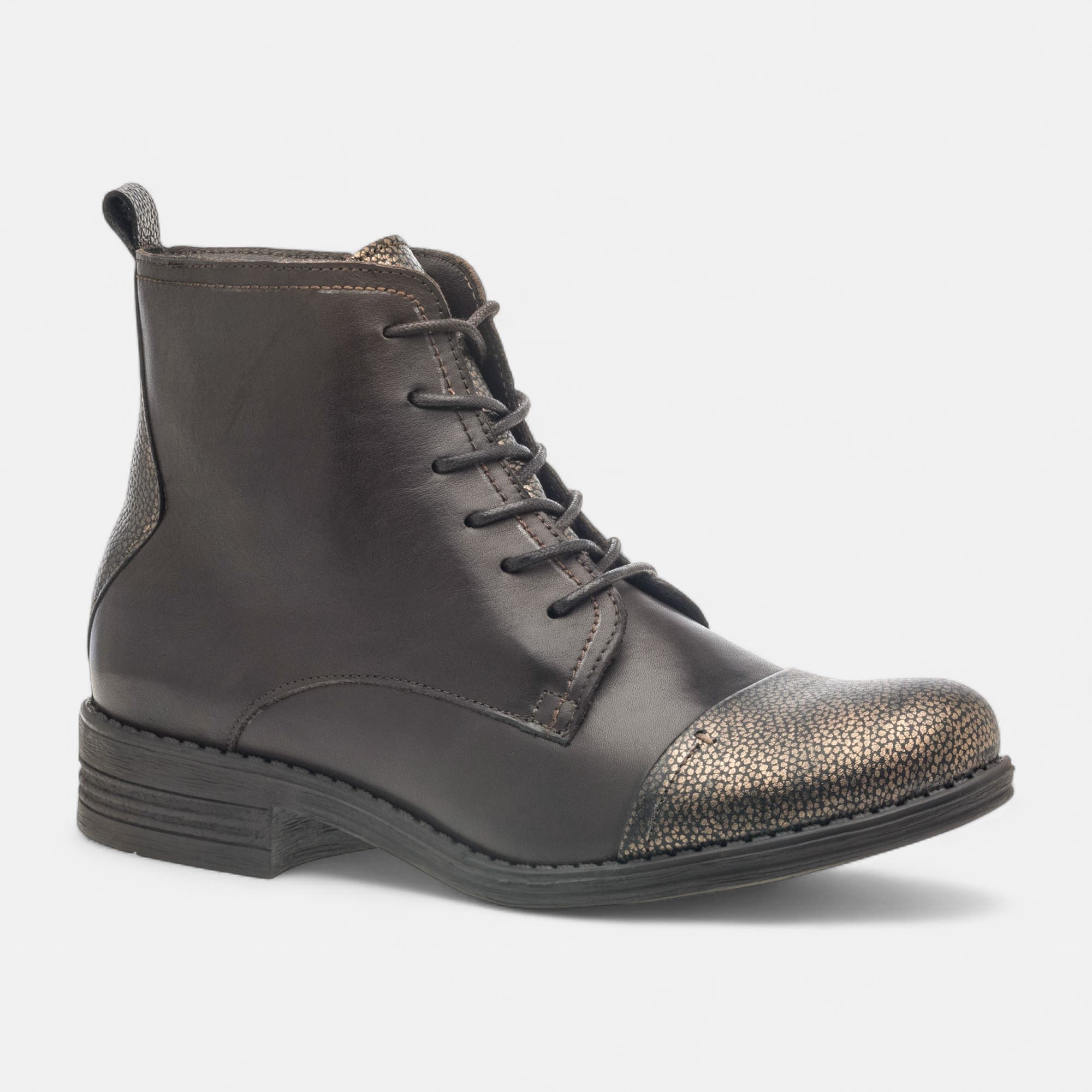 Bottines à lacets Femme en cuir marron