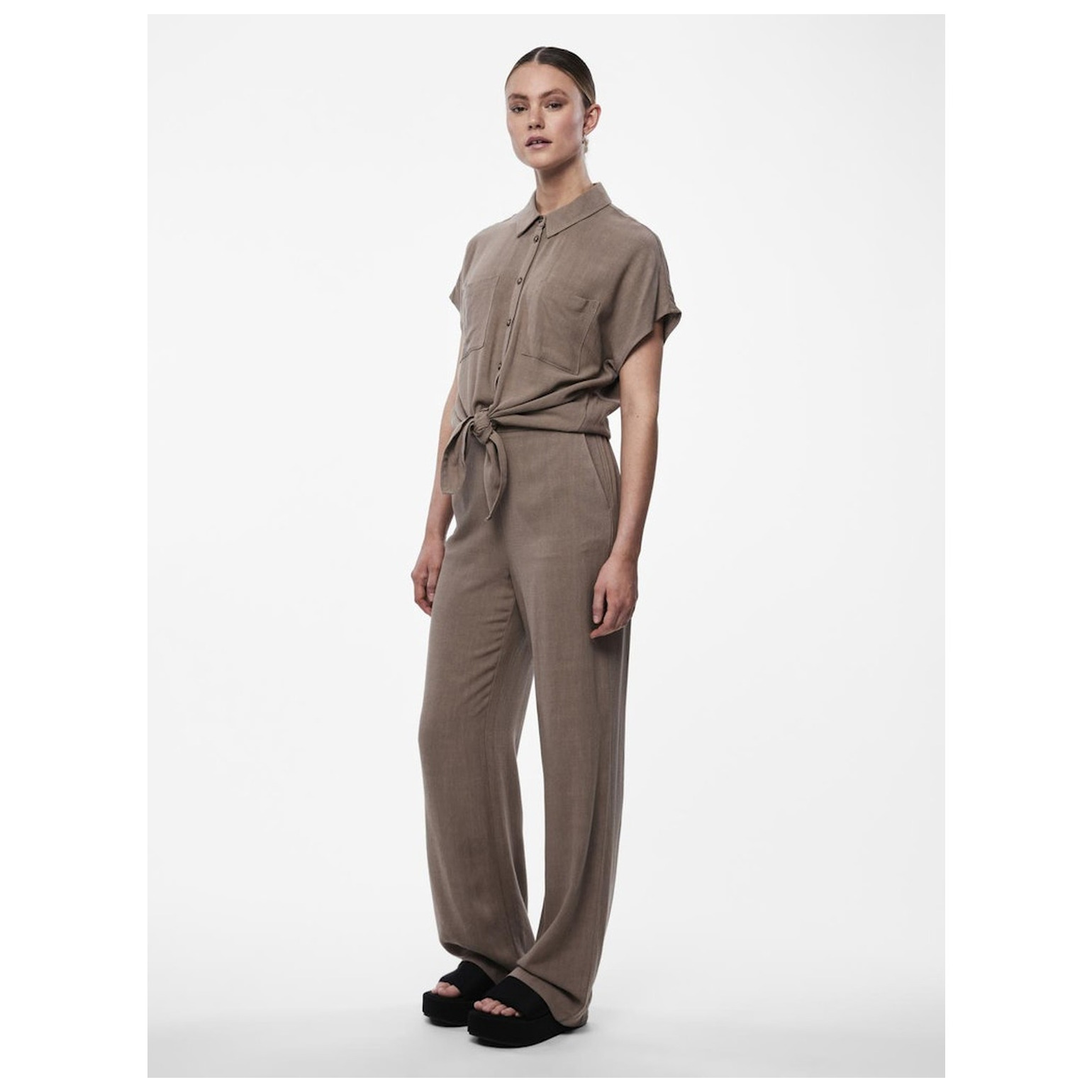 Pieces PCVINSTY SS LINEN TIE SHIRT NO