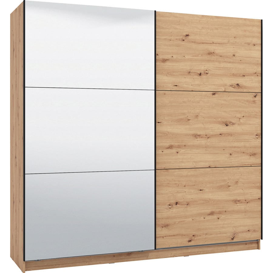 Schwebetürenschrank Sardinia Melamin weiss 217 x 210 x 62,5 cm, mit Spiegel
