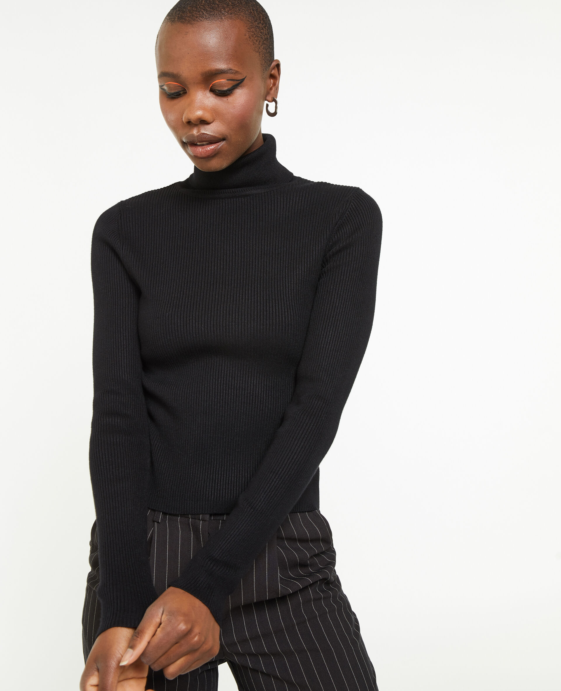 Pull à col roulé court - Noir