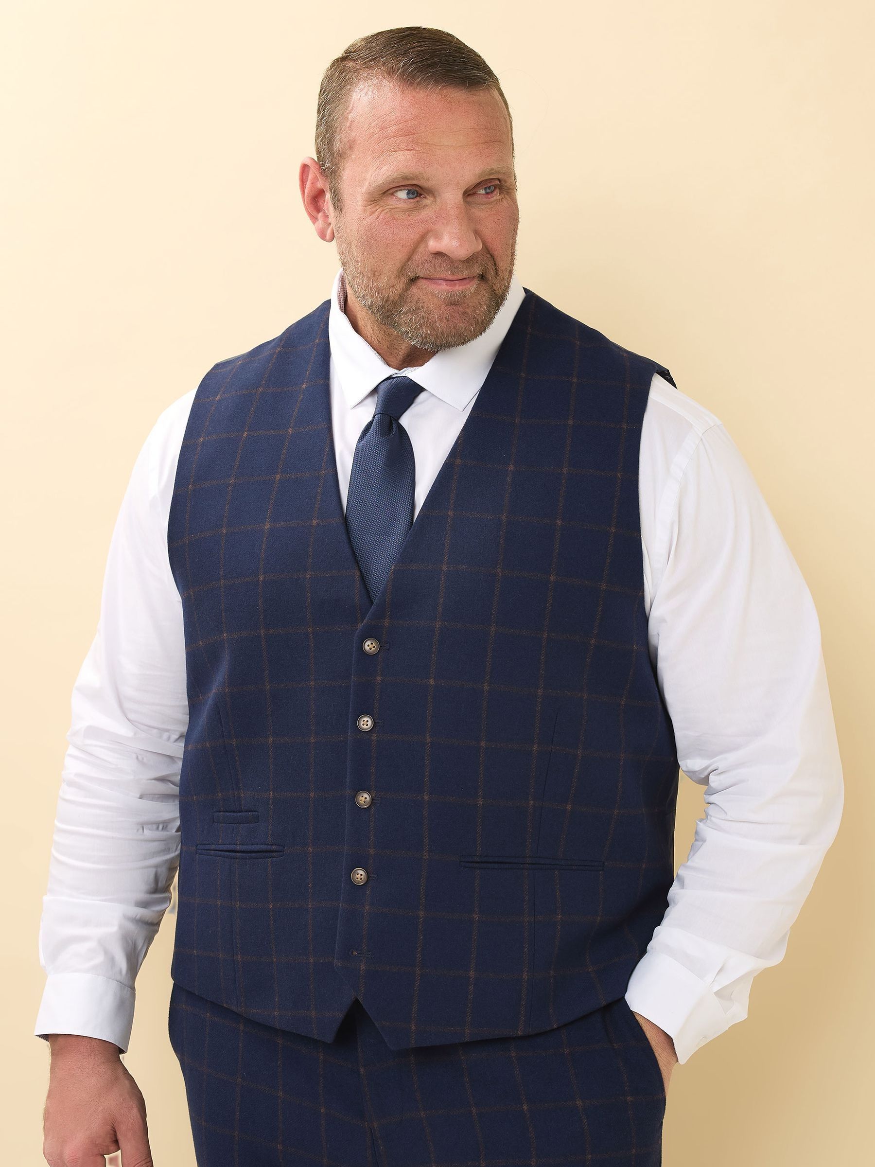 Blauw - BadRhino Big & Tall Tweed Waistcoat