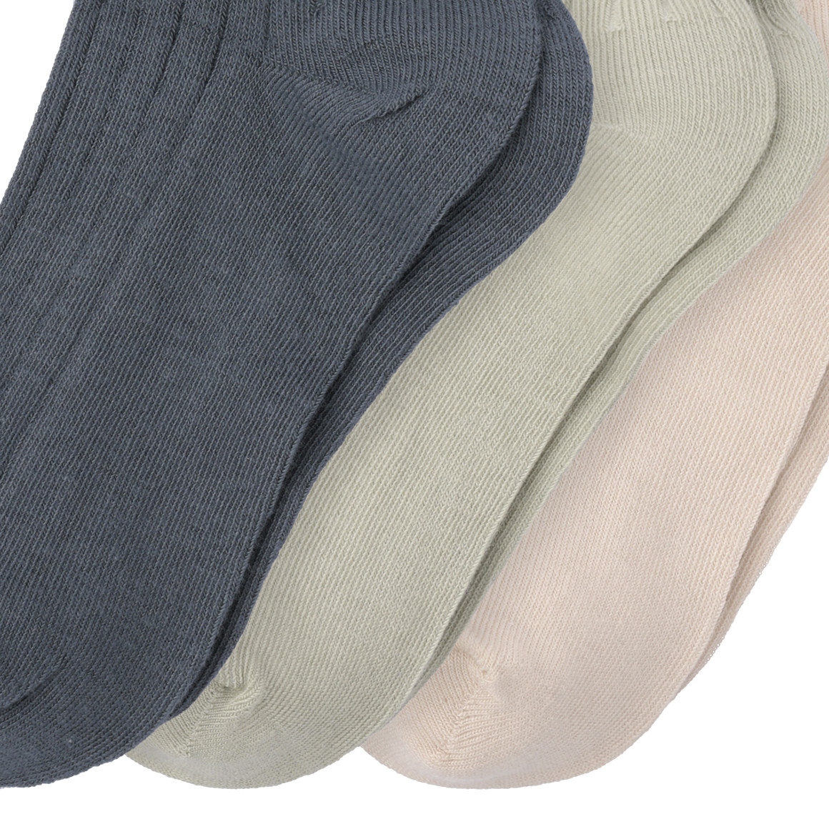 Topolino Pure Collection 3 Paar Kinder Socken mit Rippstruktur salbei / beige / blaugrau
