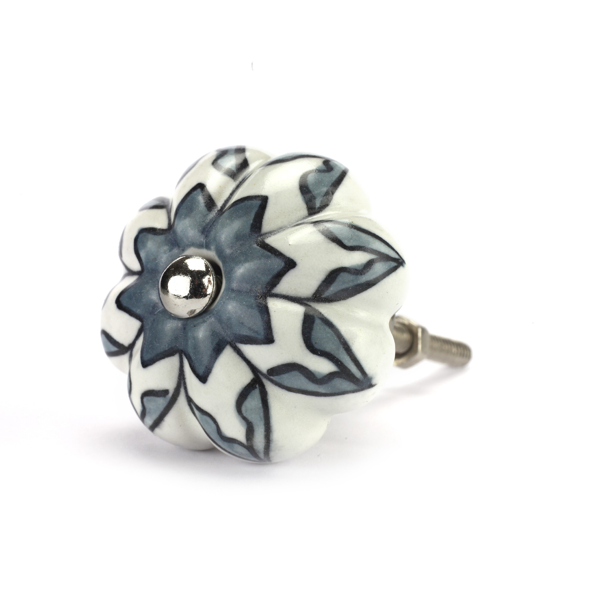 Knauf 'Blume', grau, weiß, Ø 4 cm, H 2,5 cm günstig bestellen