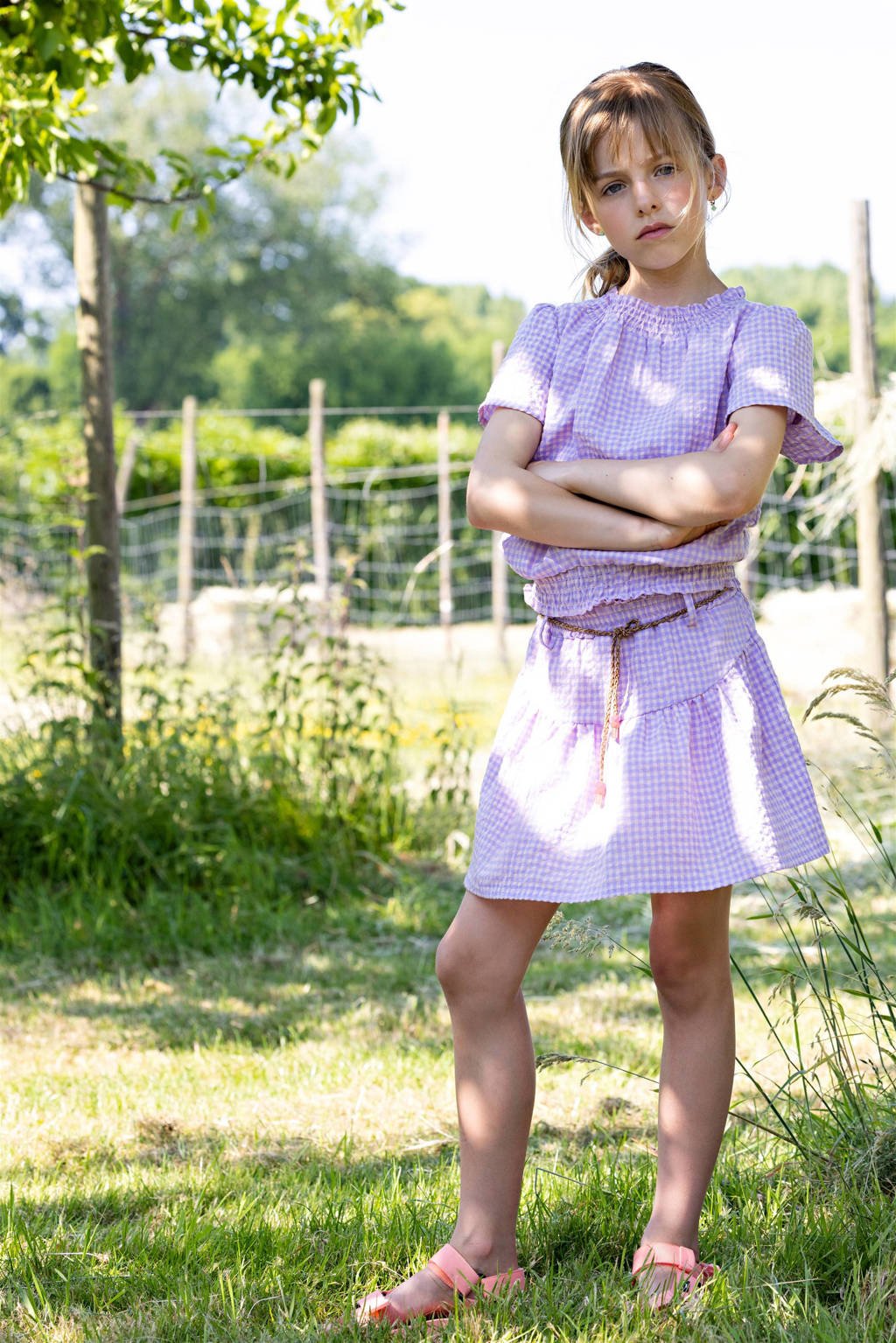 NONO geruite rok Nadia paars/lila