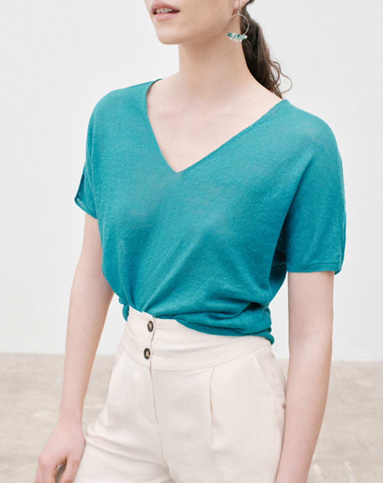 Caroll T-Shirt 100% Lin Milane turquoise