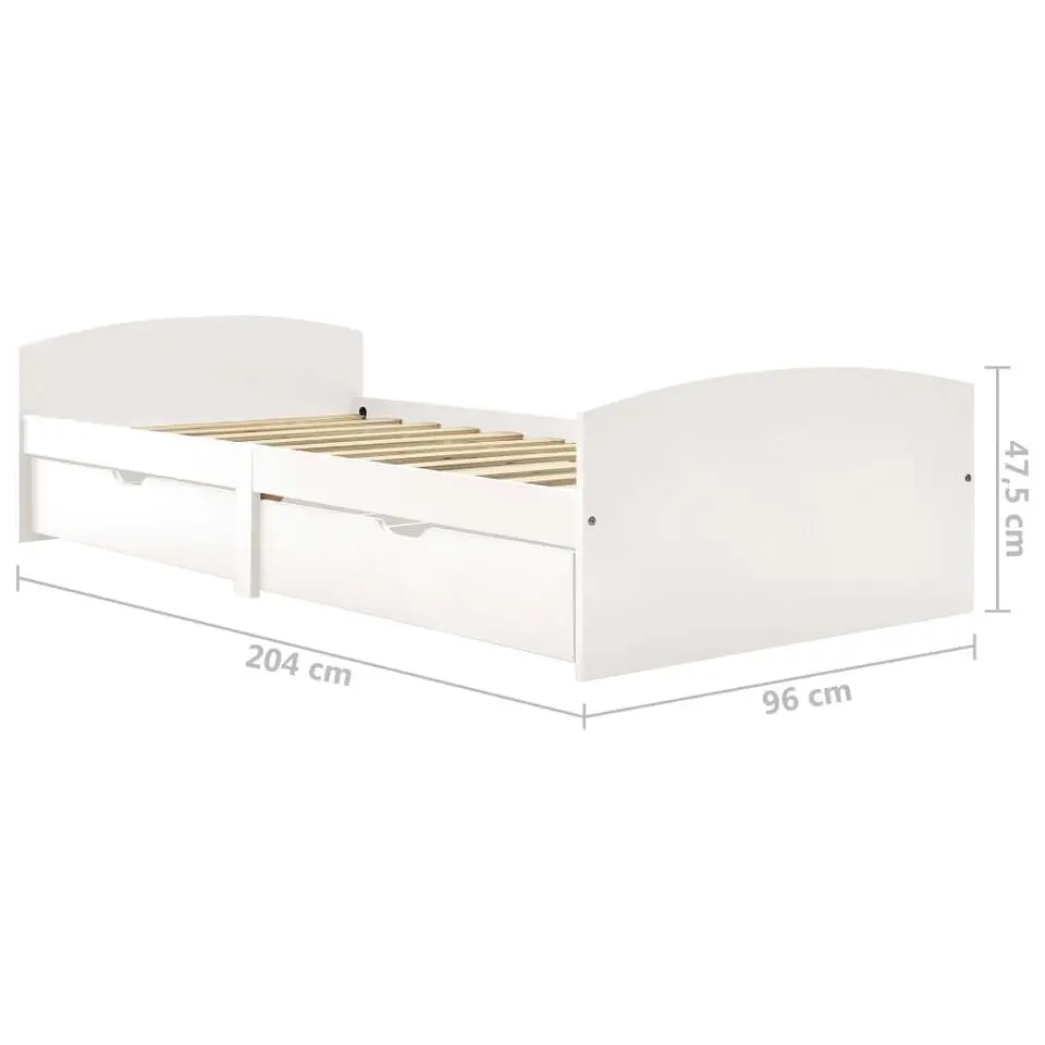 vidaXL - Bed frame incl. lades - Wit - Massief grenenhout - 90x200 cm