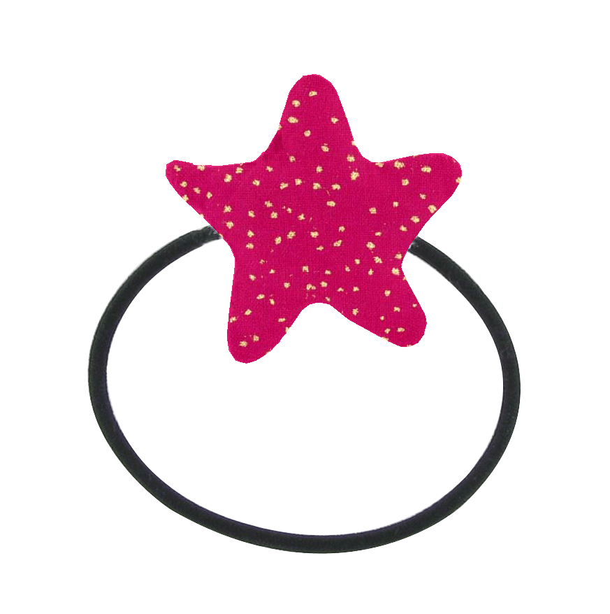 Elastique Cheveux Étoile Fuchsia Pailleté