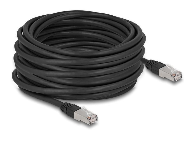 Delock Patchkabel Outdoor Cat 6A, S/FTP, 15 m, Schwarz Delock RJ45 Netzwerkkabel Cat.6A S/FTP PE Outdoor 15 m schwarz