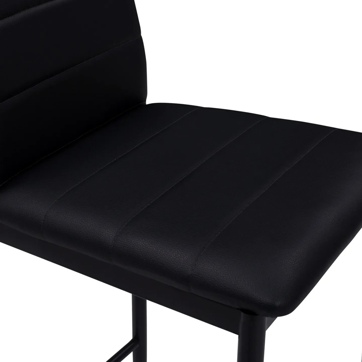 Lot de 4 tabourets ROMANE en PVC noir design contemporain chaises de bar rembourrées