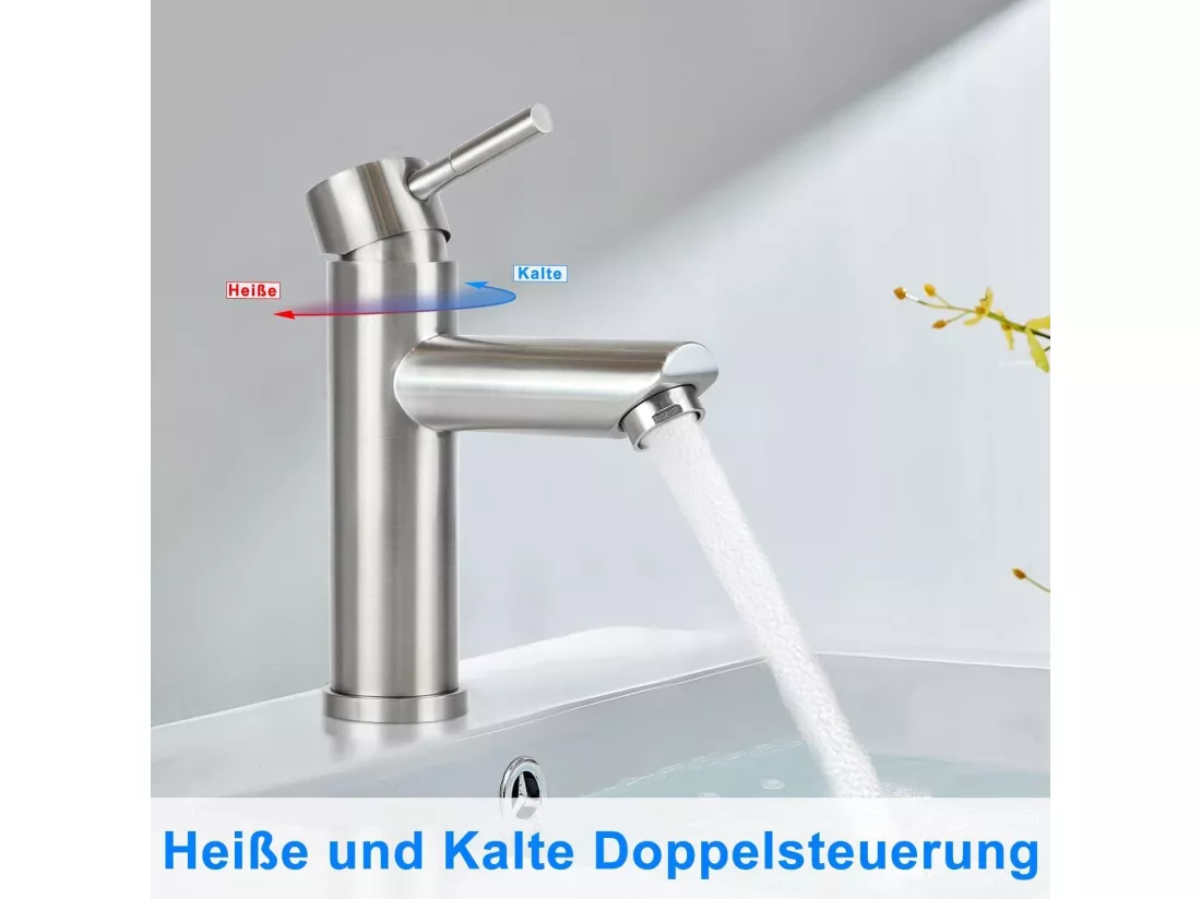 NETTLIFE robinet d'évier robinet chaud/froid robinet haute pression en acier inoxydable