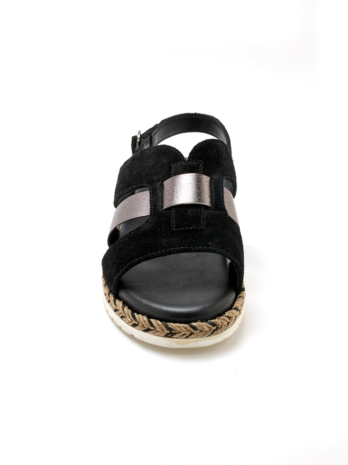 Sandales compensées cuir velours