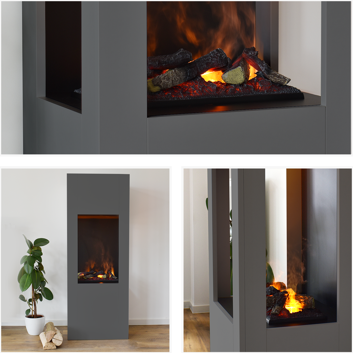 GLOW FIRE Elektrische haard 'Böll' | Waterdamphaard met OMC 400 inclusief hout in de kleur wit als roomdivider | HxBxD: 145x54x44 cm