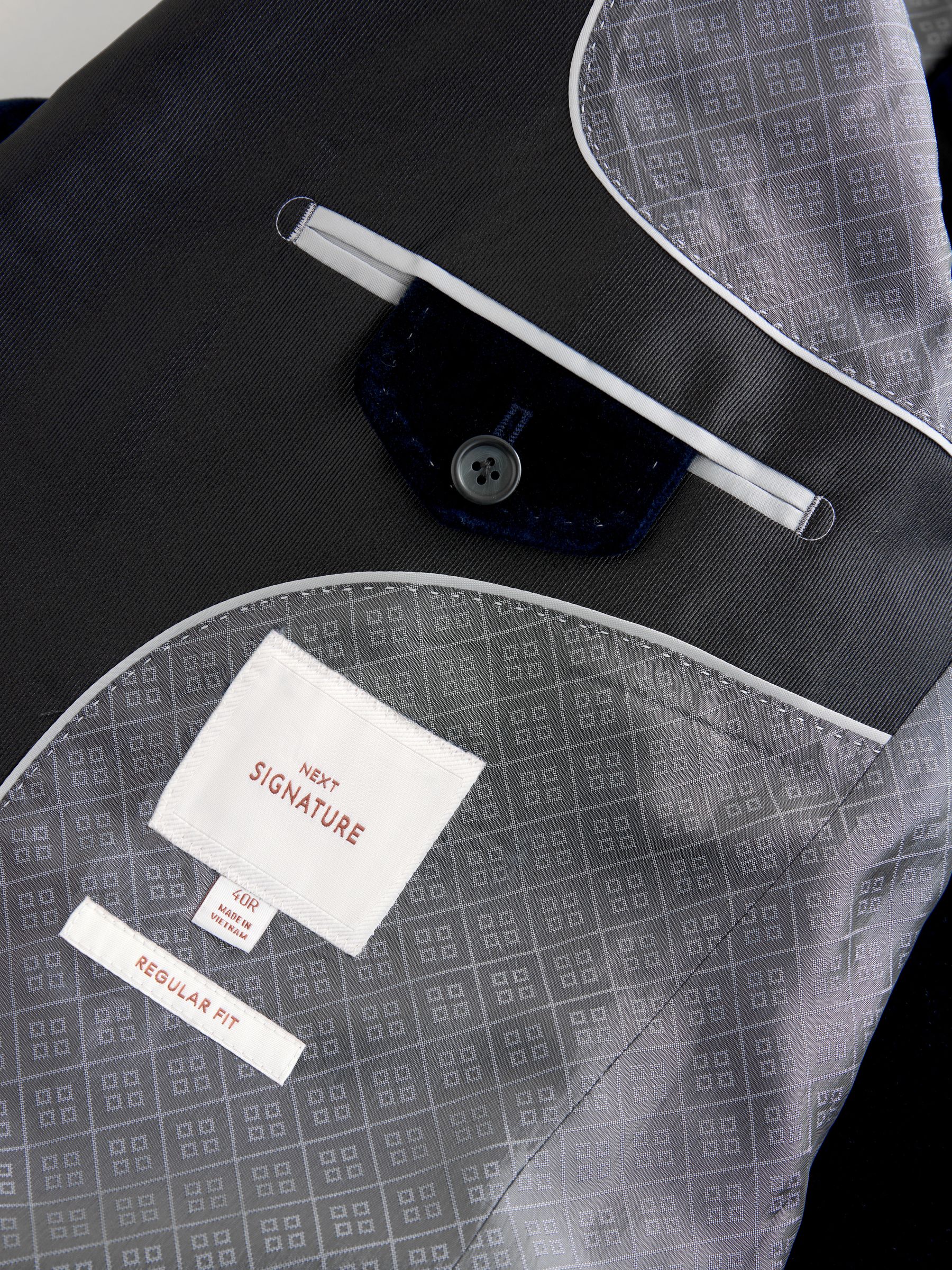 Donkerblauw - Normale Pasvorm - Signature Pontoglio Italiaanse fluwelen blazer
