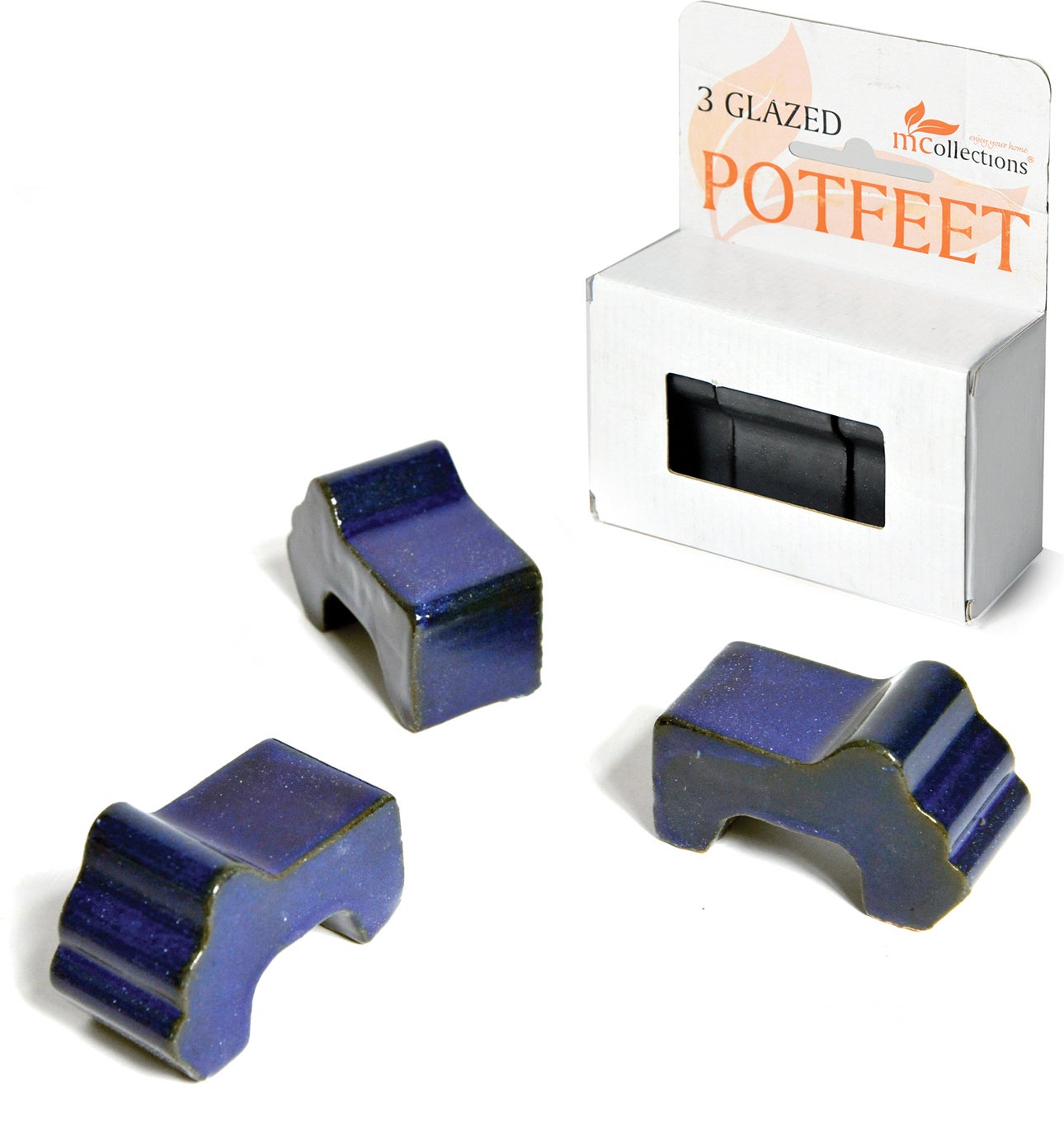 Mega Collections potsteun 3 stuks blauw 8 x 4 x 4 cm