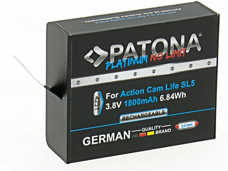 Patona Videokamera-Akku Life SL5 Wiederaufladbarer 1800 mAh Akku für Life SL5
